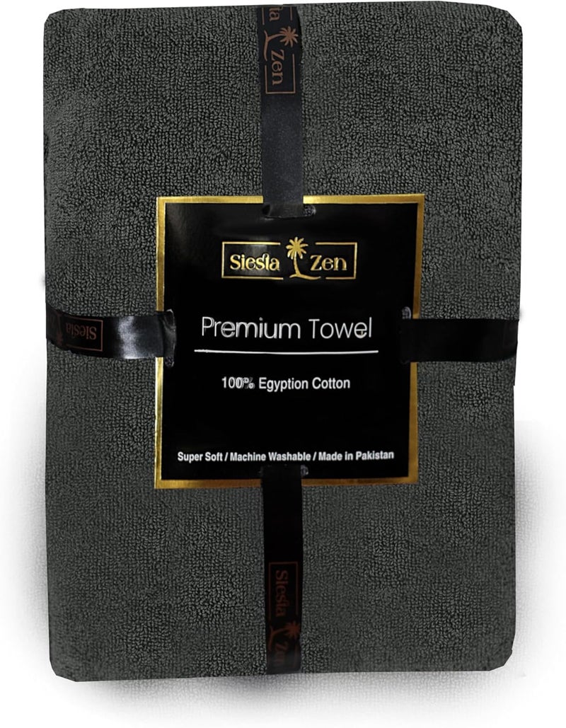 Siesta Zen Premium 100% Egyptian Cotton Bath Towels (Pack of 2) - 70x140cm, Super Soft & Absorbent, 600 GSM, Quick Dry, Fade Resistant - Grey - Image 5